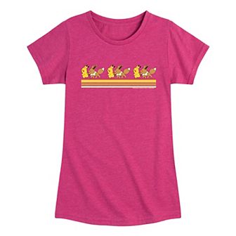 Girls 7-16 Pokemon Pikachu Evee Retro Graphic Tee