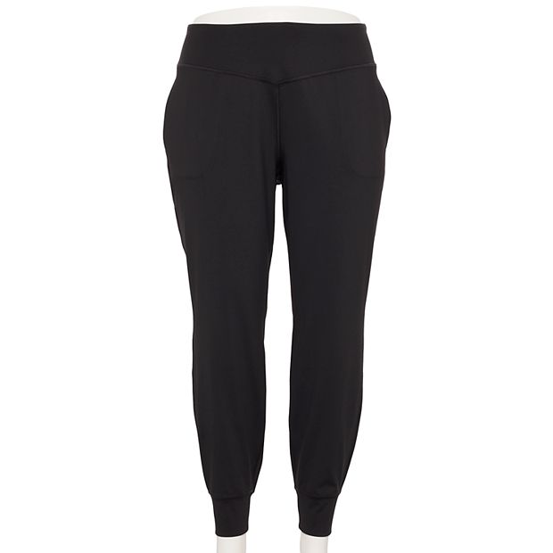 Calvin Klein Performance Womens Plus Thermal High Rise Jogger Pants Black 1X