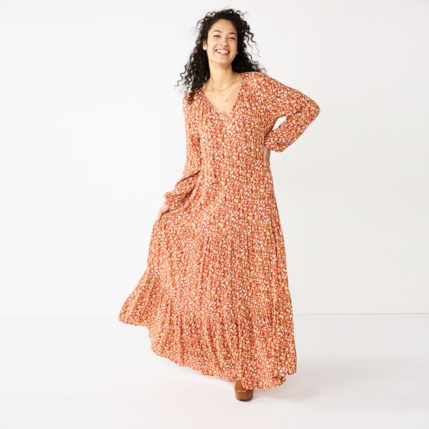 Petite Sonoma Goods For Life® Tiered Long Sleeve Maxi Dress