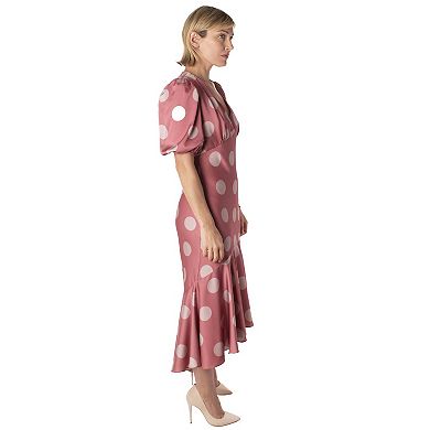 Women's Taylor Dress Ruffled High-Low Polka Dot Dress
