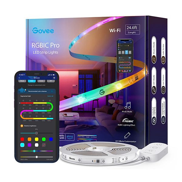 Govee 24.6ft Wi-Fi RGBIC LED Strip Light