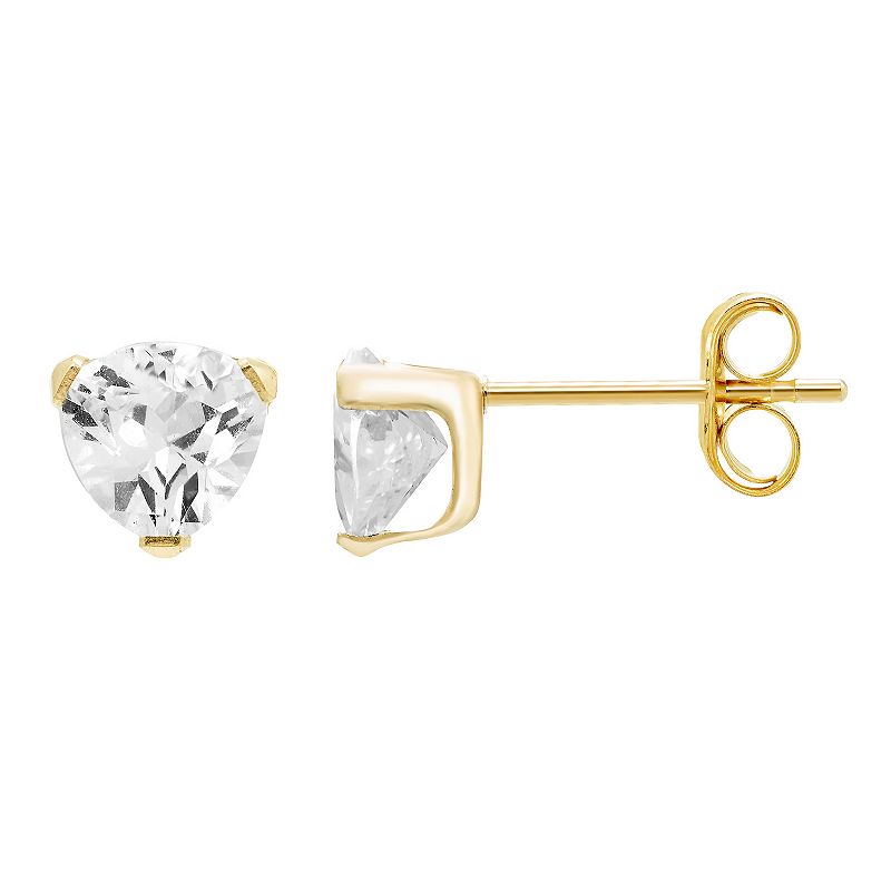 A&M 14k Gold Cubic Zirconia Tiny Stud Earrings, Womens, Yellow