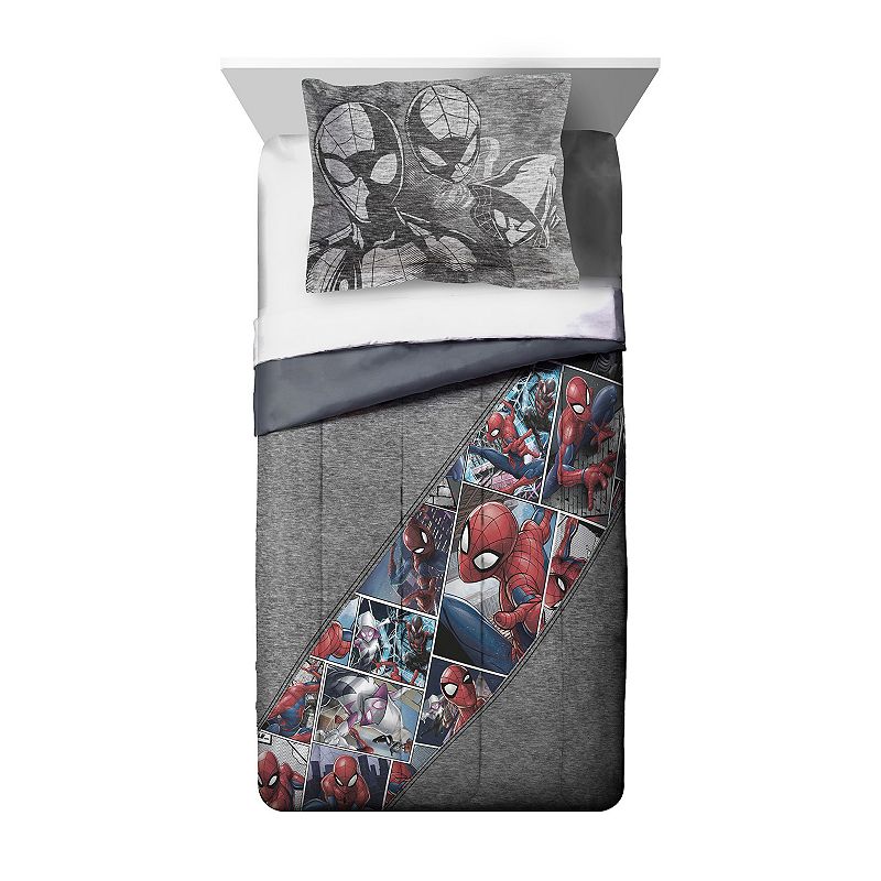Spiderman Grunge Comforter Set with Shams, Multicolor, Full
