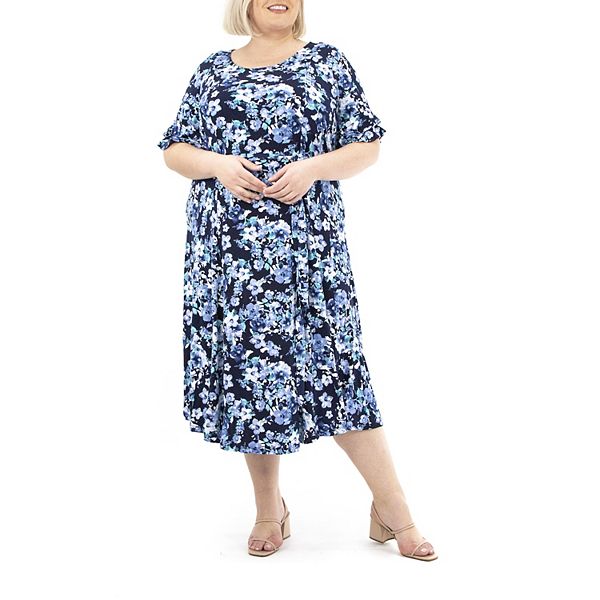 Plus Size Nina Leonard Sylvia Double Tiered Midi Dress