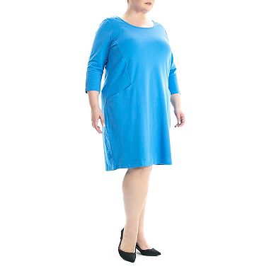 Plus Size Nina Leonard Pocketed Trapeze Dress