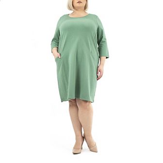 Plus Size Nina Leonard Pocketed Trapeze Dress