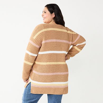 Juniors' Plus Size SO® Open Stitched Cardigan