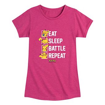 Girls 7-16 Pokemon Eat Sleep Battle Graphic Tee