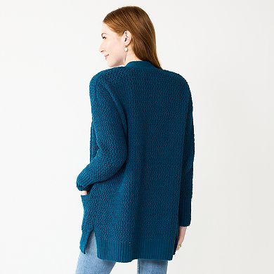 Juniors SO Open Stitch Chenille Cardigan