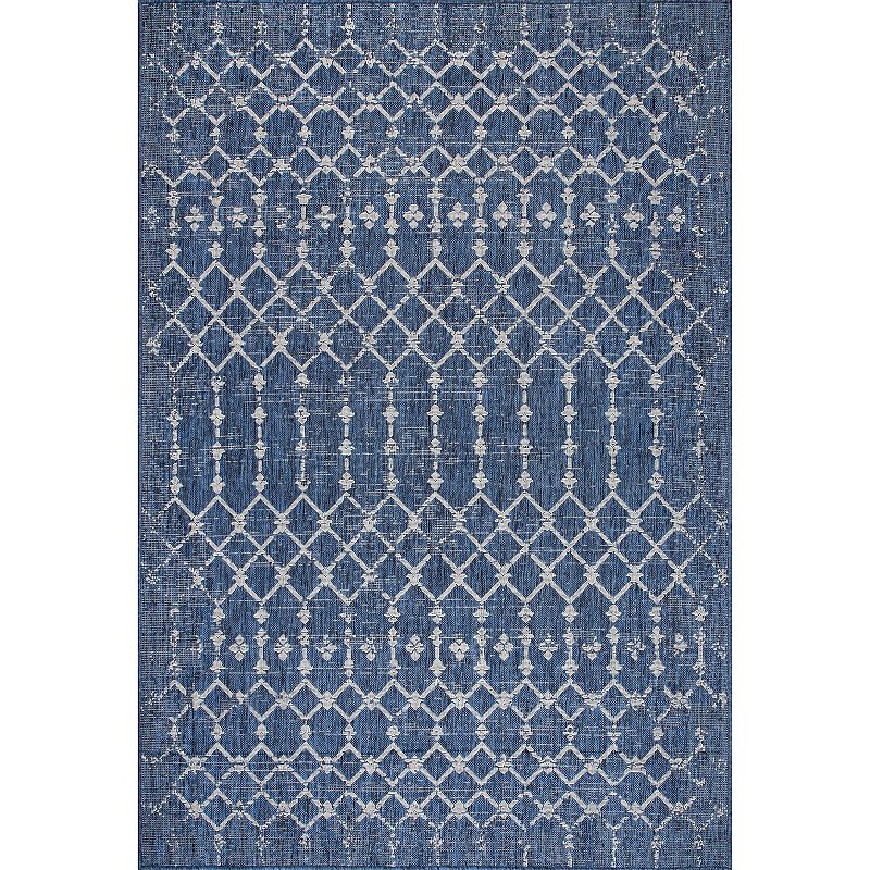 nuLOOM Grayson Moroccan Trellis Indoor Outdoor Rug, Blue, 8X10 Ft