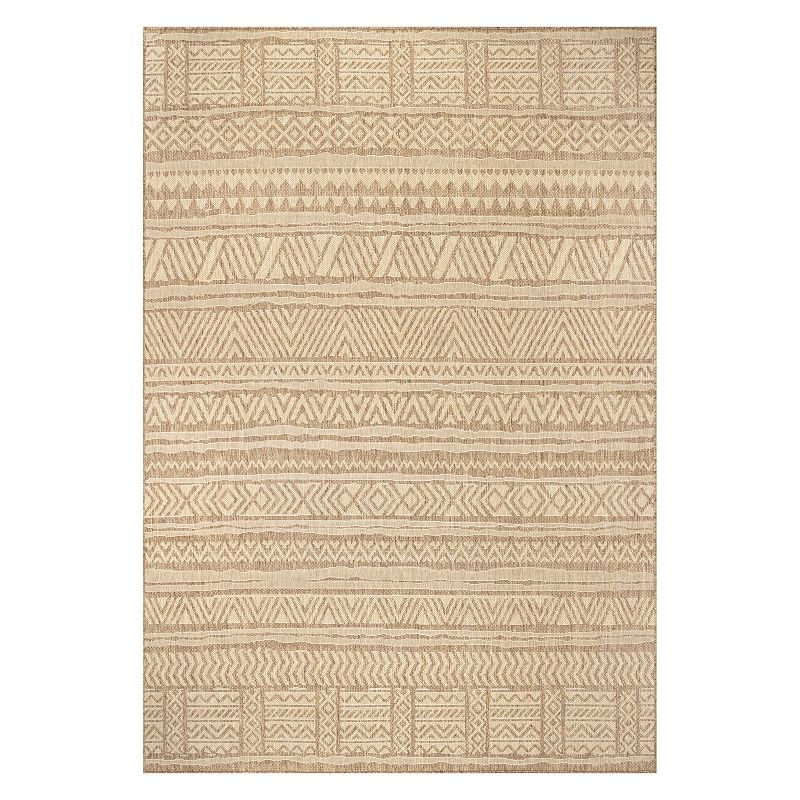 nuLOOM Abbey Tribal Striped Indoor Outdoor Rug, White, 8X10 Ft
