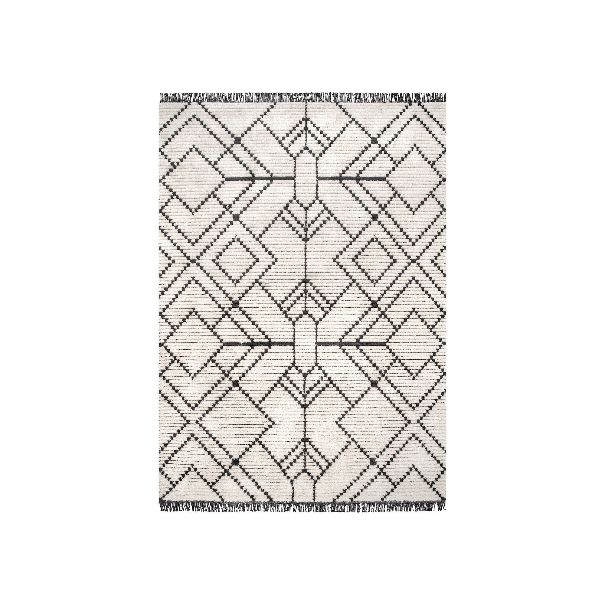 nuLOOM Carlina Modern Geometric Soft Shag Fringe Rug, Beige