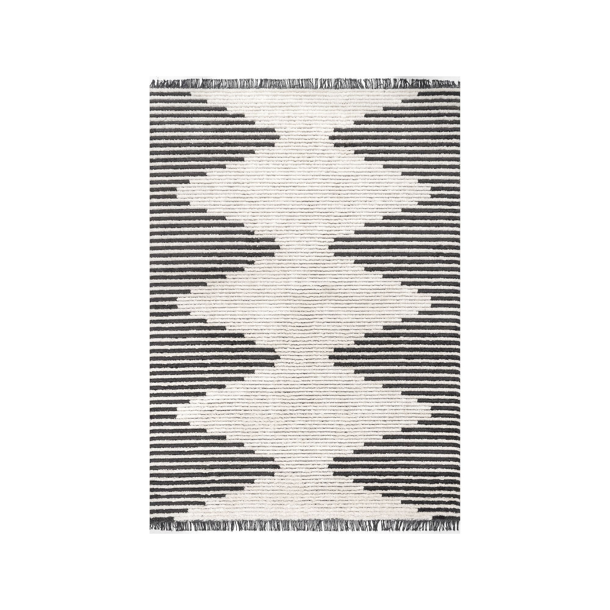 nuLOOM Morgan Contemporary Diamond Soft Shag Fringe Rug, Beige