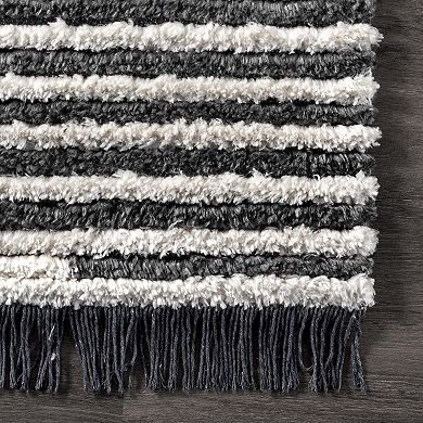 nuLOOM Morgan Contemporary Diamond Soft Shag Fringe Rug