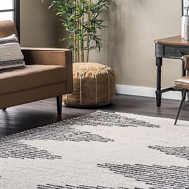 nuLOOM Morgan Contemporary Diamond Soft Shag Fringe Rug