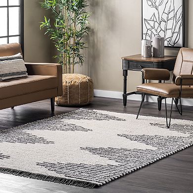 nuLOOM Morgan Contemporary Diamond Soft Shag Fringe Rug