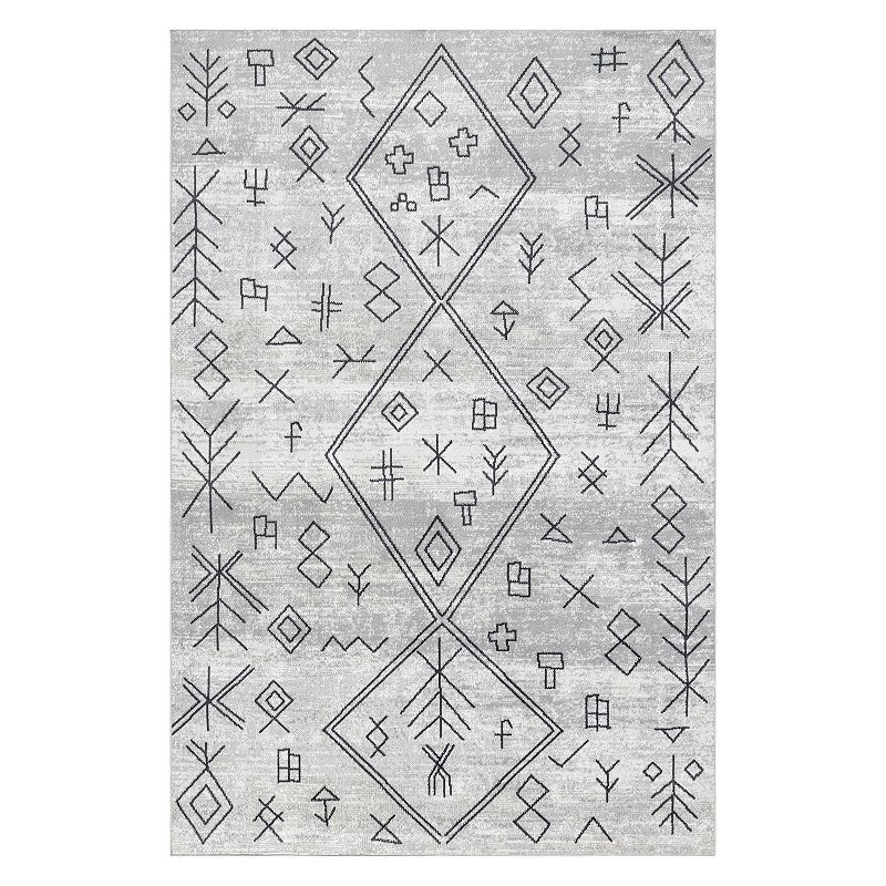 nuLOOM Paige Machine Washable Moroccan Motif Area Rug, Grey, 10X14 Ft