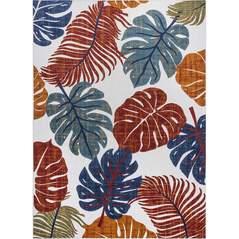 nuLOOM Ryleigh Textured Leaves Indoor/Outdoor Area Rug, Multicolor, 9X12 Ft