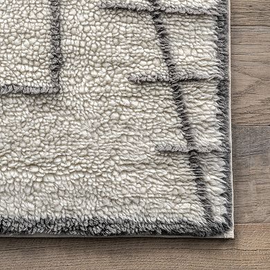 nuLOOM Isabella Machine Washable Wool Contemporary Geometric Area Rug