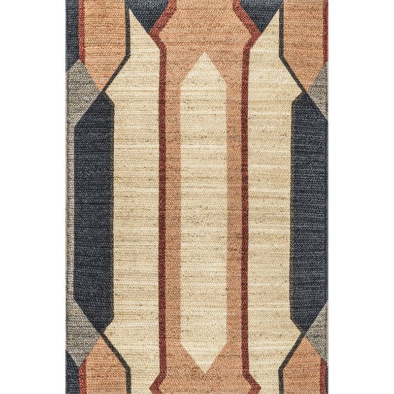 nuLOOM Dollie Abstract Braided Jute Rug, Beig/Green, 8X10 Ft