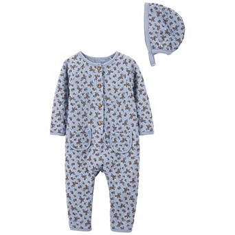 Baby Girl Carter's 2 pc Floral Jumpsuit & Bonnet Set