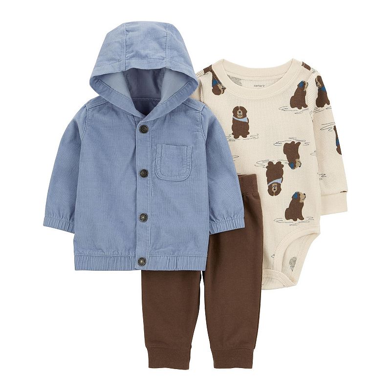 Carter's 3pc Baby Boy Blue Dog Bodysuit, Hoodie and Pants Set main image 0