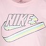 Girls 4-6x Nike Throwback Rainbow Stripe Logo Graphic Tee