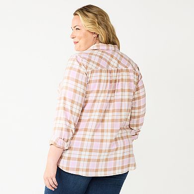 Plus Size Croft & Barrow® The Extra Soft Plaid Flannel Shirt