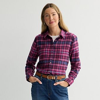 Petite Croft & Barrow® The Extra Soft Plaid Flannel Shirt