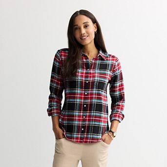 Petite Croft & Barrow® The Extra Soft Plaid Flannel Shirt