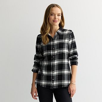 Petite Croft & Barrow® The Extra Soft Plaid Flannel Shirt