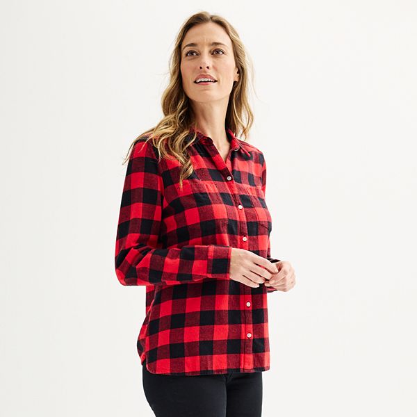 Petite Croft & Barrow® The Extra Soft Plaid Flannel Shirt