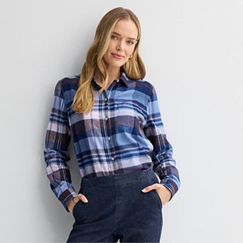 Petite Croft & Barrow® The Extra Soft Plaid Flannel Shirt
