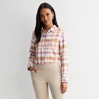 Petite Croft & Barrow® The Extra Soft Plaid Flannel Shirt