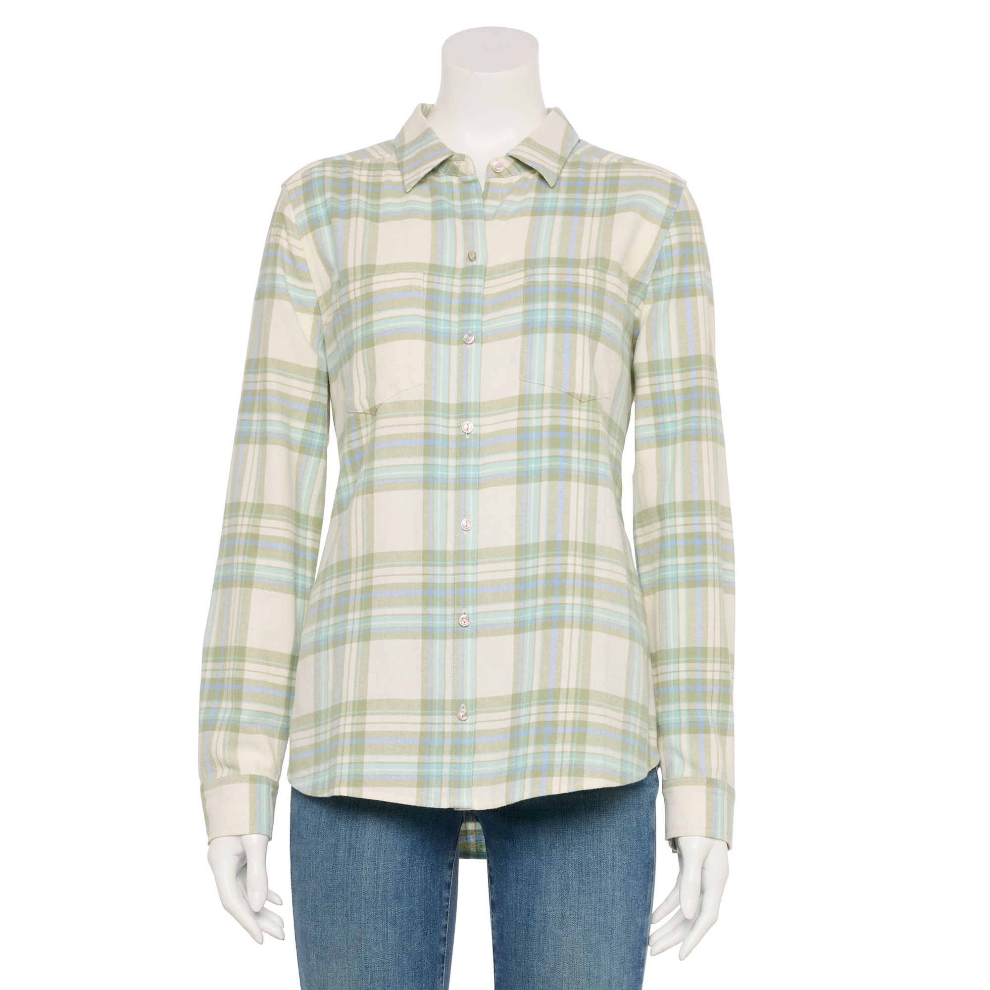 Petite Croft & Barrow® The Extra Soft Plaid Flannel Shirt, Womens, Size: 