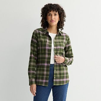 Petite Croft & Barrow® The Extra Soft Plaid Flannel Shirt