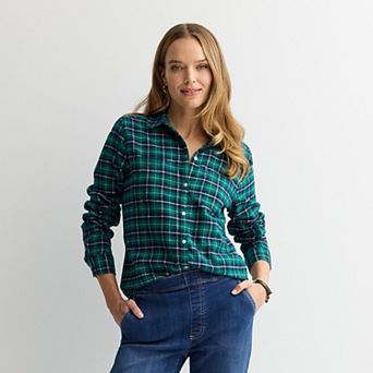 Petite Croft & Barrow® The Extra Soft Plaid Flannel Shirt