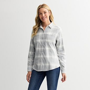 Petite Croft & Barrow® The Extra Soft Plaid Flannel Shirt