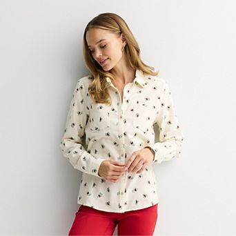 Petite Croft & Barrow® The Extra Soft Plaid Flannel Shirt