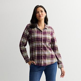 Petite Croft & Barrow® The Extra Soft Plaid Flannel Shirt