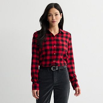 Petite Croft & Barrow® The Extra Soft Plaid Flannel Shirt