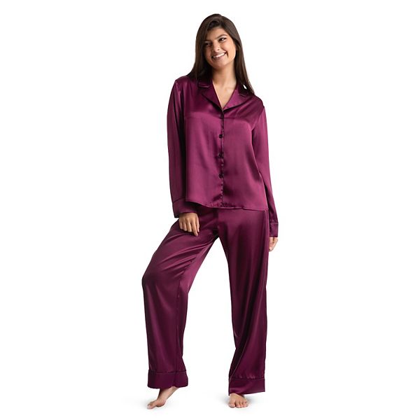 Petite Lilac+London Satin Pajama Shirt & Pajama Pants Sleep Set