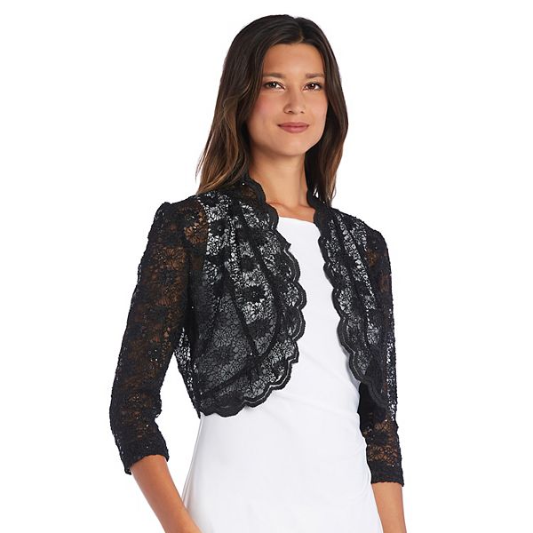 Women s R M Richards Sheer Lace Bolero