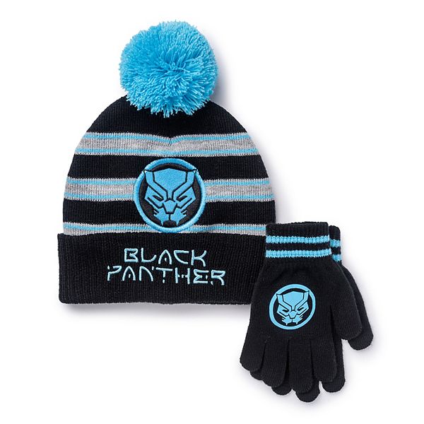 Boys 8-20 Marvel Black Panther Pompom Hat & Gloves Set