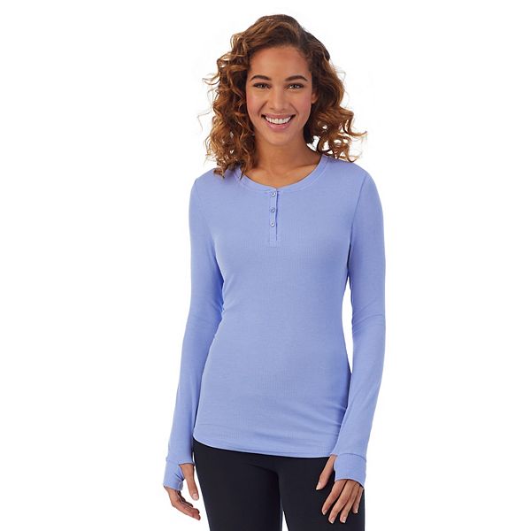 Women's Cuddl Duds® Softwear with Stretch Ribbed Long Sleeve Henley Top