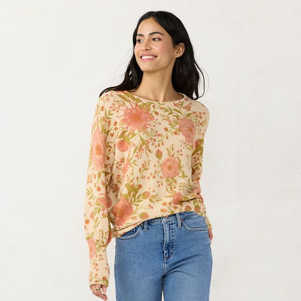 Women's LC Lauren Conrad Floral Print Crewneck Sweater