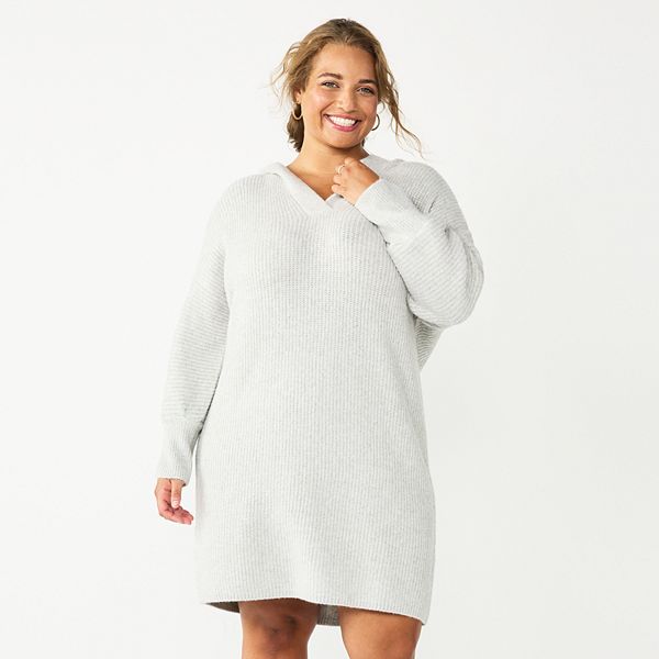 Plus size outlet hooded sweater dress