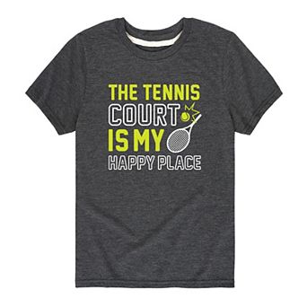 Boys 8-20 Tennis Court Happy Place Graphic Tee