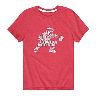 Boys 8-20 Baseball Words Silhouette Graphic Tee