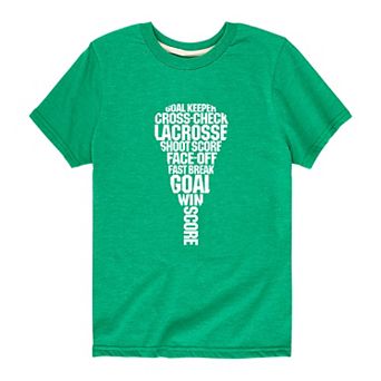 Boys 8-20 Lacrosse Stick With Words Graphic Tee